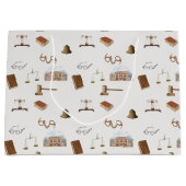 法律ゲベはかりで測ル法的アンティークパターン ラージペーパーバッグ (正面)