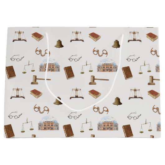 法律ゲベはかりで測ル法的アンティークパターン ラージペーパーバッグ (正面)