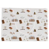 法律ゲベはかりで測ル法的アンティークパターン ラージペーパーバッグ (裏面)