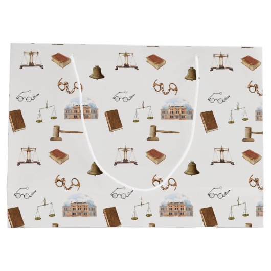 法律ゲベはかりで測ル法的アンティークパターン ラージペーパーバッグ (裏面)