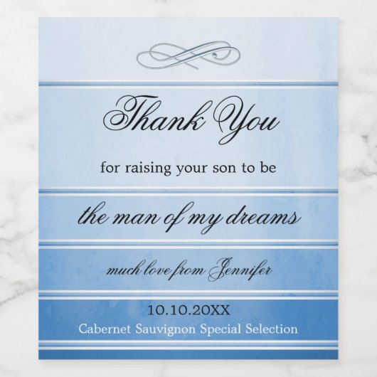 法律ストライプののワインラ結婚ベルの青い母 ワインラベル (シングルラベル)