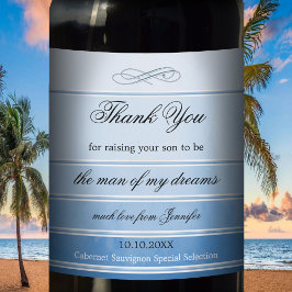 法律ストライプののワインラ結婚ベルの青い母 ワインラベル