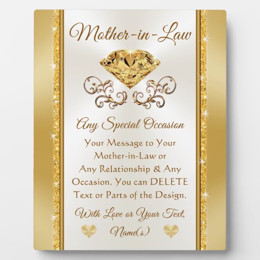 法律パーソナライズされたに基づく義母の大事な行事への贈り物 フォトプラーク (正面)