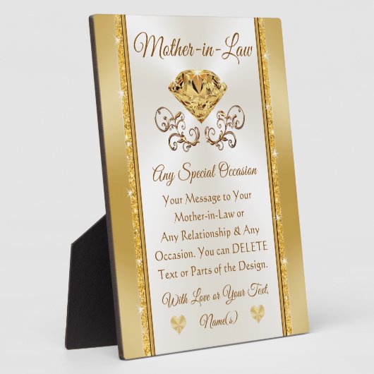 法律パーソナライズされたに基づく義母の大事な行事への贈り物 フォトプラーク (側面)