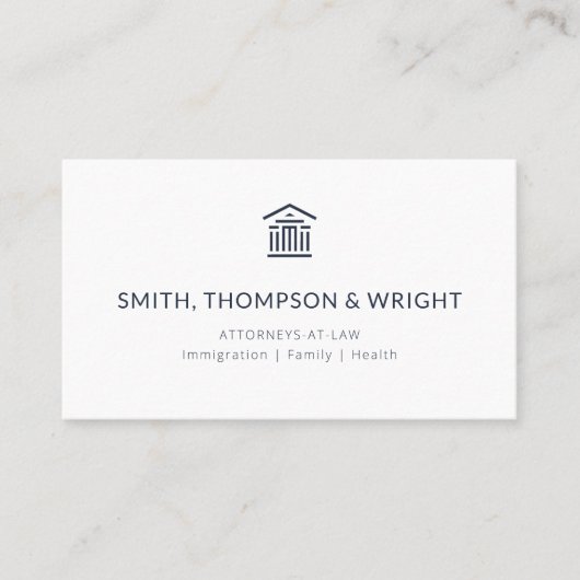 法律事務モダン所法律弁護士写真海軍ホワイト 名刺 (正面)