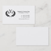 法律事務所の弁護士弁護士の月桂樹のリースのモノグラム 名刺 (正面/裏面)