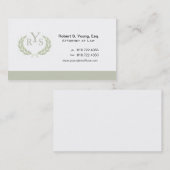 法律事務所の弁護士弁護士の月桂樹のリースのモノグラム 名刺 (正面/裏面)