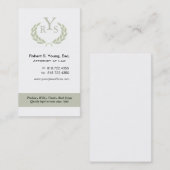 法律事務所の弁護士弁護士の月桂樹のリースのモノグラム 名刺 (正面/裏面)