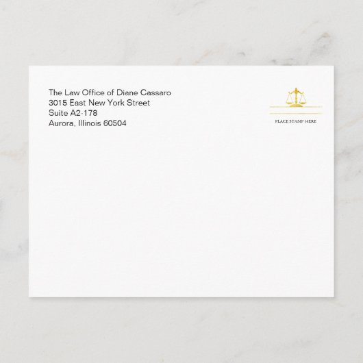 法律事務所の発表カード 案内ポストカード (裏面)