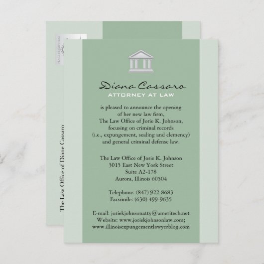 法律事務所の発表カード 案内ポストカード (正面/裏面)