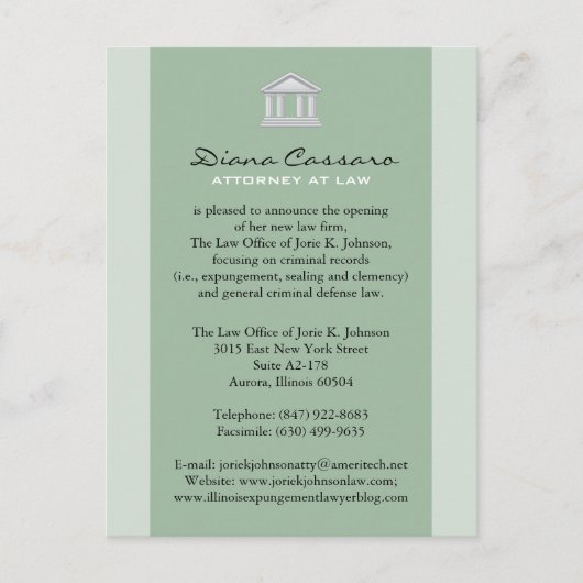 法律事務所の発表カード 案内ポストカード (正面)