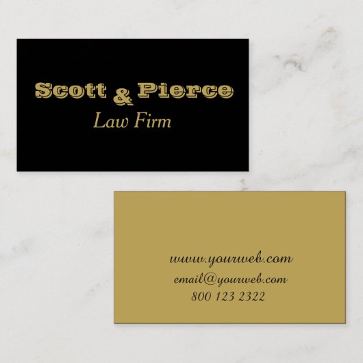法律事務所の黒のはっきりしたな金ゴールドの手紙 名刺 (正面/裏面)