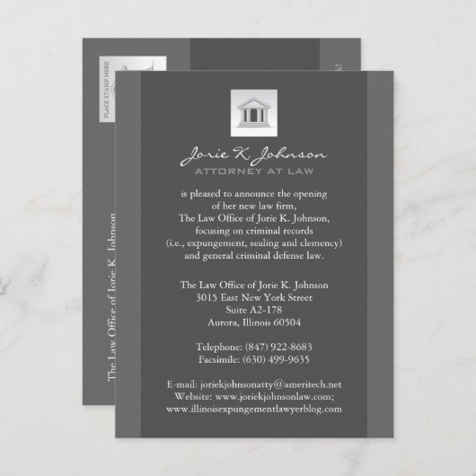 法律事務所アナウンスカード 案内ポストカード (正面/裏面)