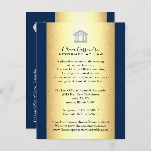 法律事務所アナウンスカード- Merlot Red 案内ポストカード (正面/裏面)