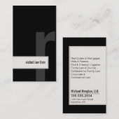 法律事務所弁護士の名刺のはっきりしたなモノグラムの黒 名刺 (正面/裏面)