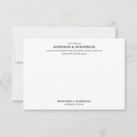 法律事務所法的フォーマルプロフェッショナルブラック ノートカード (正面)