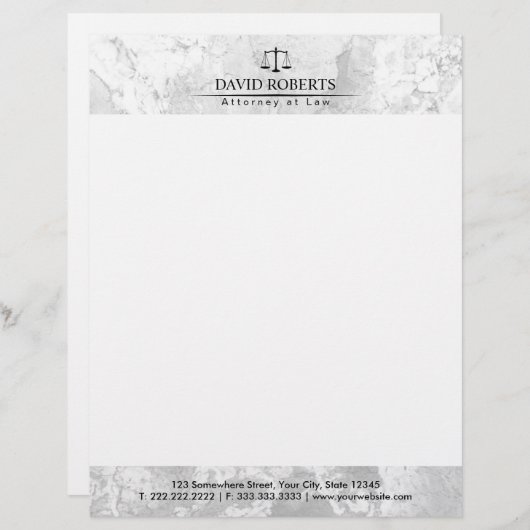 法律事務所 エレガントな大理石の質感の弁護士 レターヘッド (正面/裏面)
