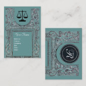 法律事務所・弁護士のモノグラム（青灰色） 名刺 (正面/裏面)