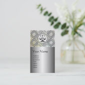 法律事務所,弁護士ダマスクブラックシルバープラチナ 名刺 (スタンド正面)