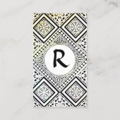 法律事務所、弁護士ダマスクモノグラム白黒 名刺 (裏面)