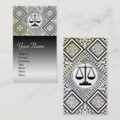 法律事務所,弁護士ダマスク白黒真珠 名刺 (正面/裏面)
