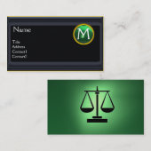 法律事務所,弁護士モノグラムブラックジェードグリーン 名刺 (正面/裏面)
