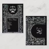 法律事務所、弁護士モノグラム白黒パール 名刺 (正面/裏面)