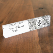 法律事務所、弁護士白黒ダマスク デスクネームプレート (側面)