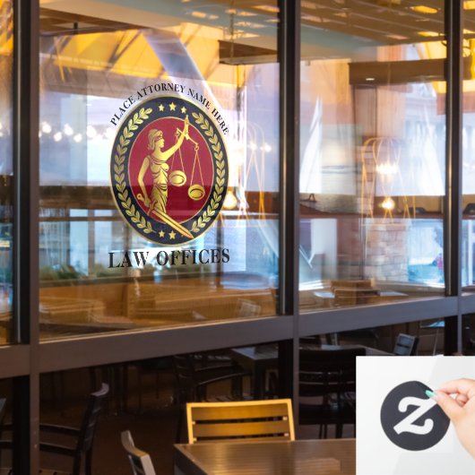 法律事務所 – 弁護士・ジャスティスはかりで測- Laurels ウィンドウサイン (レストラン窓)