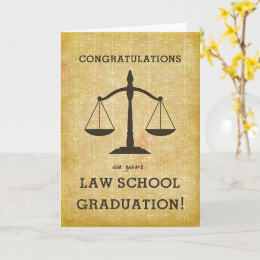 法律学校の卒業のお祝い、正義 カード (黄色い花)