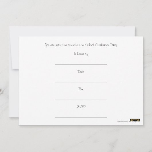 法律学校の卒業のパーティの招待状は本をはかりで測ました 招待状 (裏面)