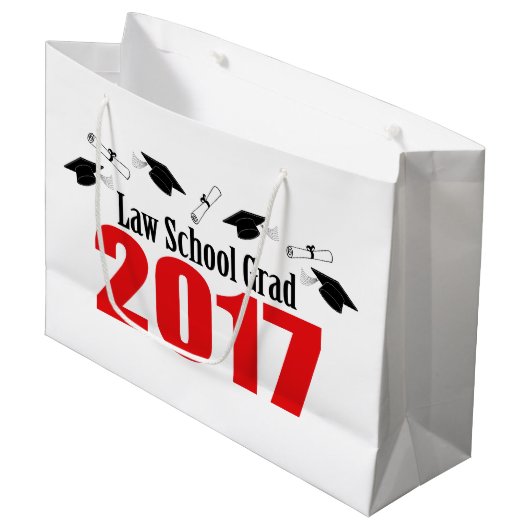 法律学校の卒業生の2017年の卒業のギフトバッグ(赤い) ラージペーパーバッグ (正面アングル)