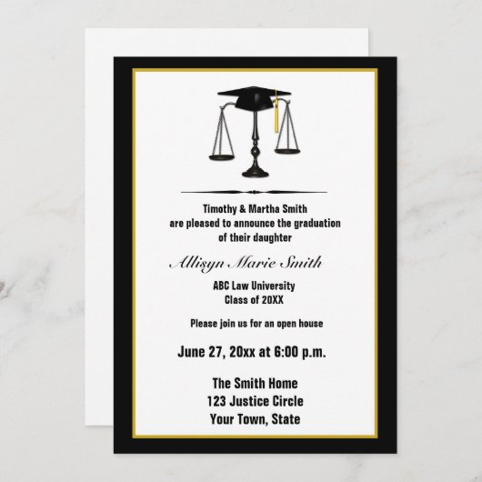 法律学校の卒業生Annoucement 招待状 (正面/裏面)