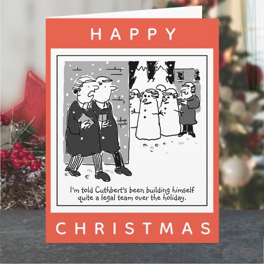 法律弁護士と雪だるま漫画のクリスマス カード