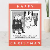 法律弁護士と雪だるま漫画のクリスマス カード (正面)