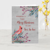 法律素朴で木水の色の息子メリークリスマス カード (黄色い花)