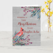 法律素朴のクリスマスに木水の色の娘 カード (黄色い花)