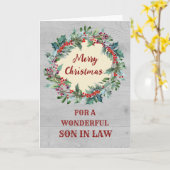 法律素朴のクリスマスリース息子メリークリスマス カード (黄色い花)