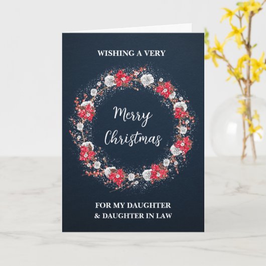 法律素朴の娘と娘メリークリスマス カード (黄色い花)