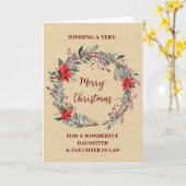 法律素朴の娘と娘メリークリスマス カード (黄色い花)