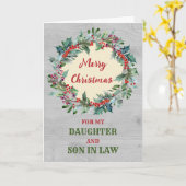 法律素朴の娘と息子メリークリスマス カード (黄色い花)