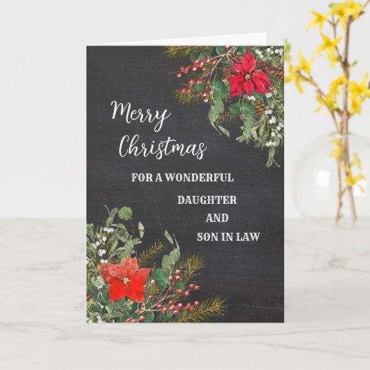 法律素朴の娘と息子メリークリスマス カード (黄色い花)