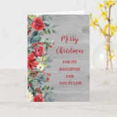 法律素朴の娘と息子メリークリスマス カード (黄色い花)