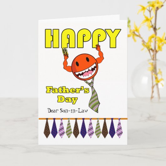 法律関係の息子でネクタイを締めたい父親の日 カード (黄色い花)