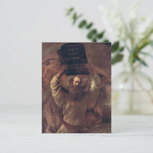 法律1659年のタブレットをこわしているモーゼ ポストカード (スタンド正面)