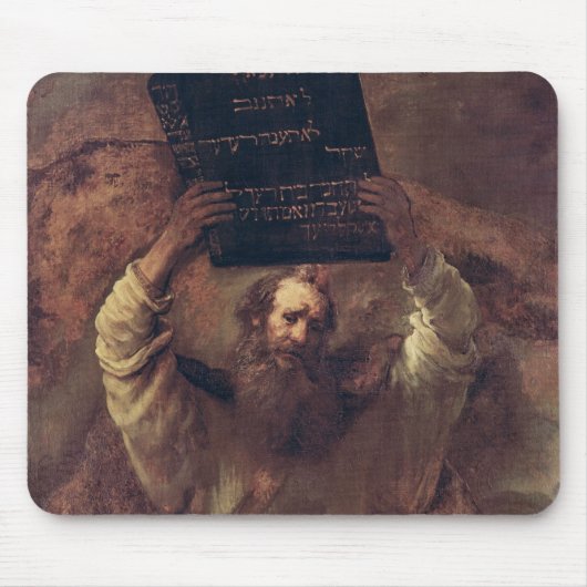 法律1659年のタブレットをこわしているモーゼ マウスパッド (正面)