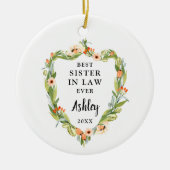 法最高の律姉のフローラパーソナライズされたリース セラミックオーナメント (正面)