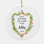 法最高の律姉のフローラパーソナライズされたリース セラミックオーナメント (裏面)