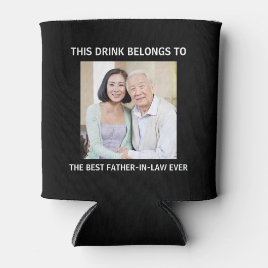 法最高の義父の写真パーソナライズされた黒 缶クーラー (正面)