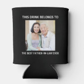 法最高の義父の写真パーソナライズされた黒 缶クーラー (裏面)
